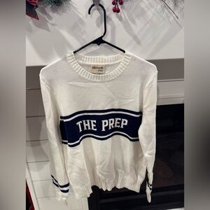 Ellsworth & Ivey Womens The Prep Crewneck Ivory Large EIV-STPREPBSW NWT